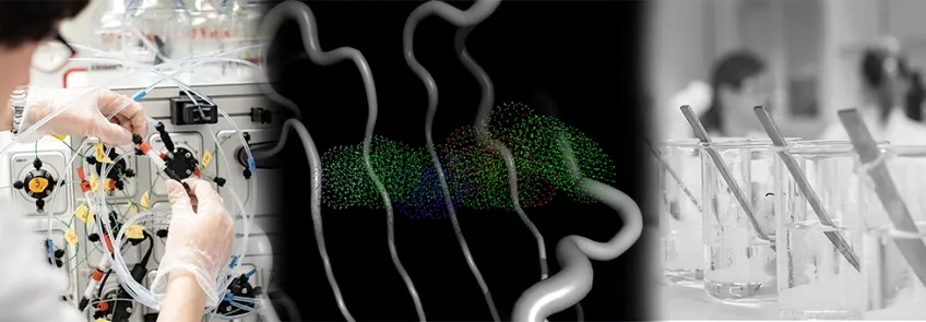 Three images showing synthetic and analytical chemistry